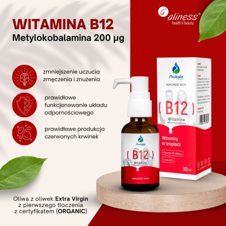 Witamina B12 Avitale Metylokobalamina 200 µg 30 ml suplement diety