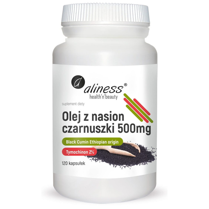 Olej z nasion czarnuszki 500 mg x 120 kapsułek Aliness suplement diety