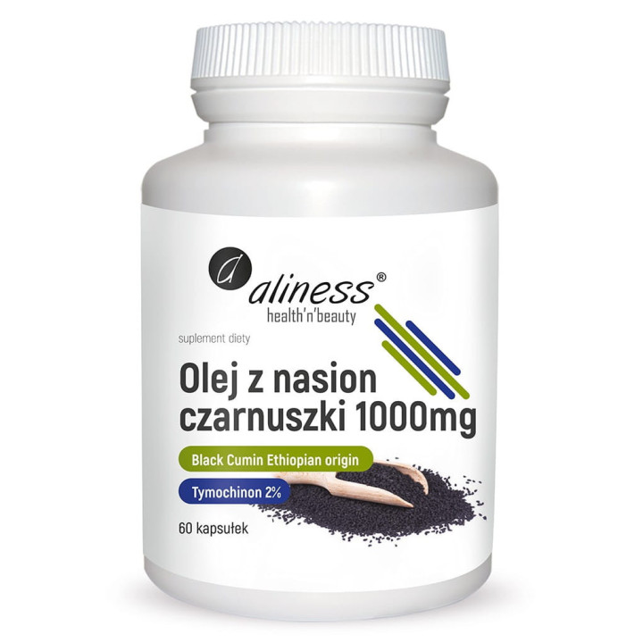 Olej z nasion czarnuszki 2% 1000 mg , 60 kapsułek suplement diety - Aliness