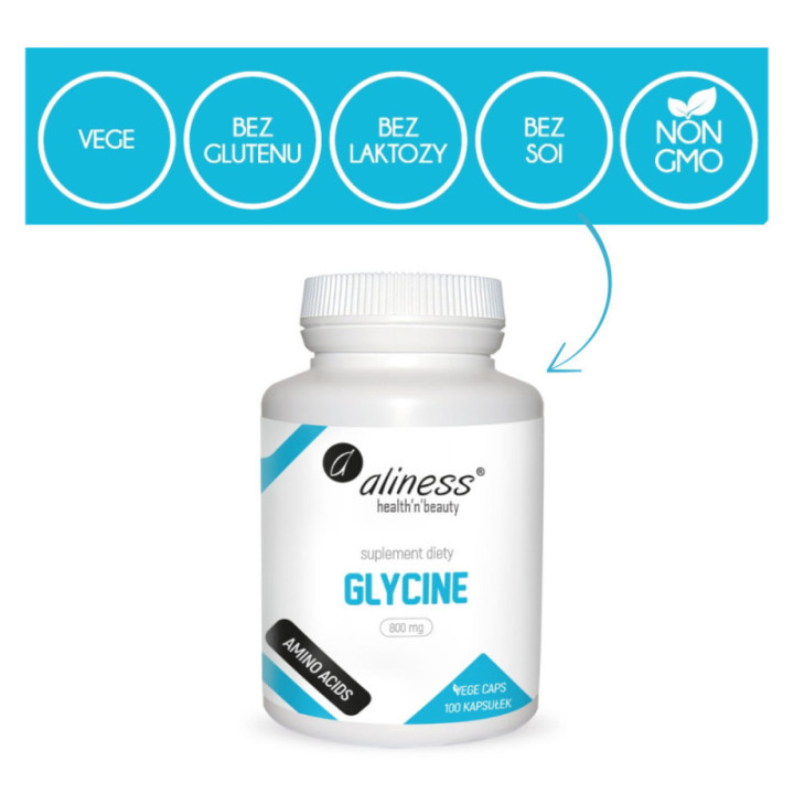 Glycine Glicyna (aminokwasy) Aliness 100 wege kapsułek - suplement diety