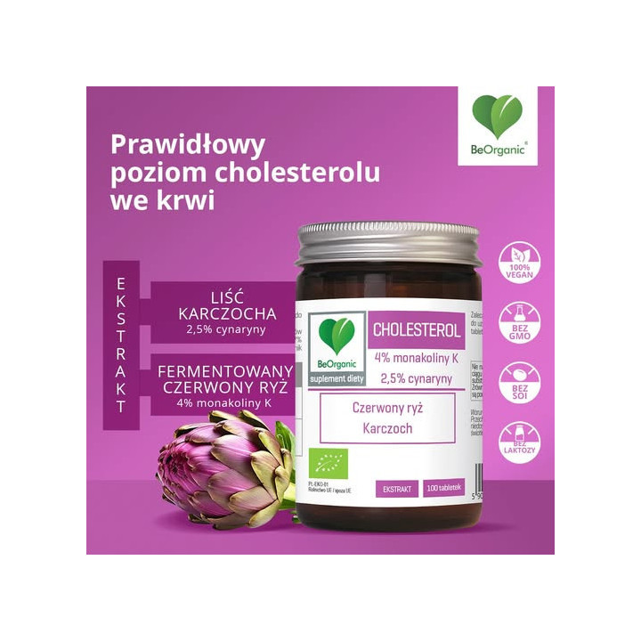 Cholesterol BIO czerwony ryż i karczoch 100 tabletek - suplement diety Aliness