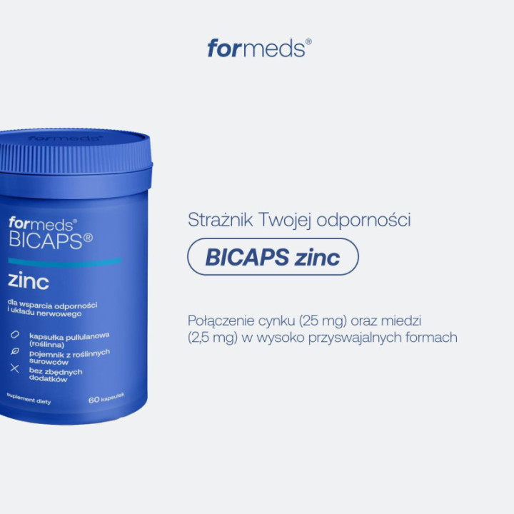 BICAPS ZINC (cytrynian cynku) 60 kapsułek Formeds suplement diety