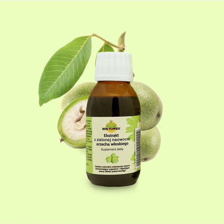 Ekstrakt z zielonej naowocni orzecha włoskiego Medi Flowery 90 ml suplement diety