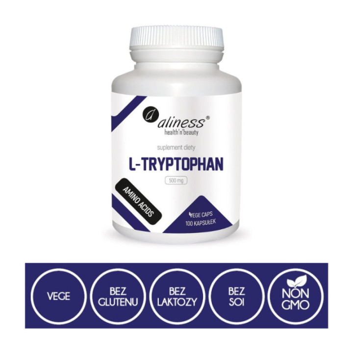 L-Tryptophan 500 mg 100 wege kapsułek Aliness suplement diety