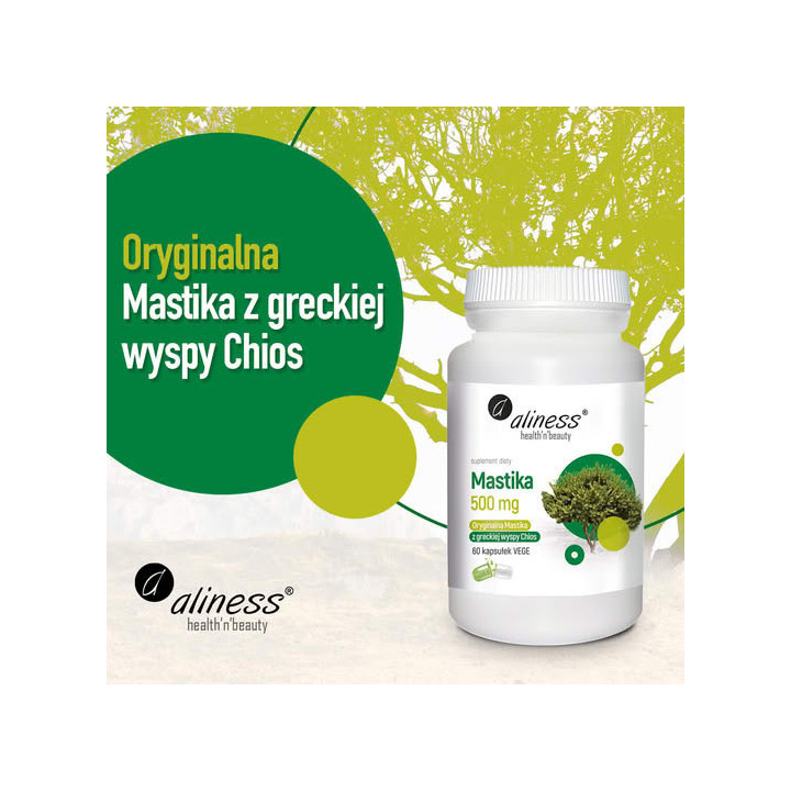Mastika 500 mg 60 kaps. – żywica Pistacia lentiscus z wyspy Chios Aliness