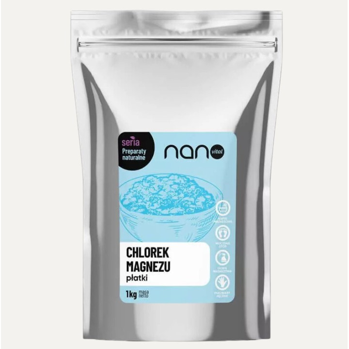 Chlorek Magnezu Płatki 1 kg Nanovital – Sól Magnezowa do Kąpieli i Stóp