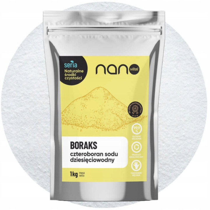 Boraks 1 kg Nanovital – Czteroboran Sodu 10-Wodny | Naturalny Środek Czystości
