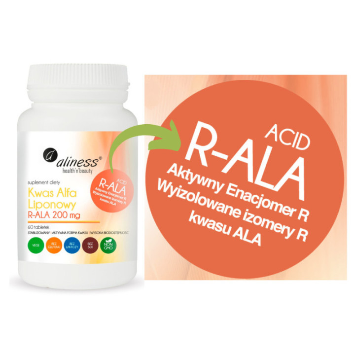 Kwas alfa liponowy 200 mg 60 tabletek Aliness suplement diety