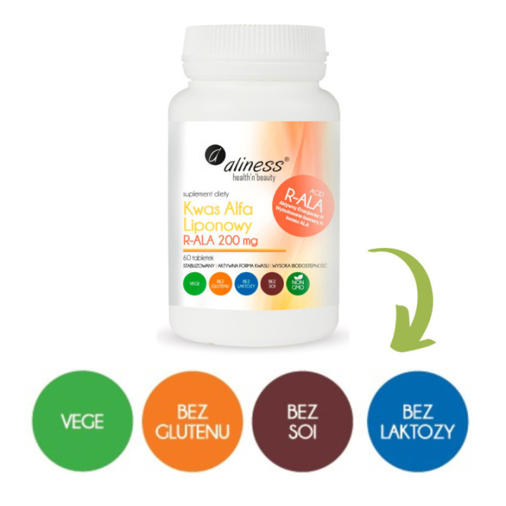 Kwas alfa liponowy 200 mg 60 tabletek Aliness suplement diety
