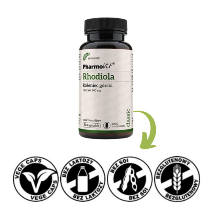 Rhodiola Różeniec Górski 4:1 140 mg Pharmovit 90 kapsułek suplement diety