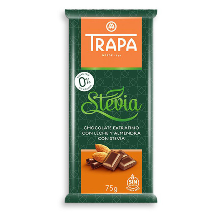 Czekolada mleczna z migdałami ze stewią Trapa 75 g