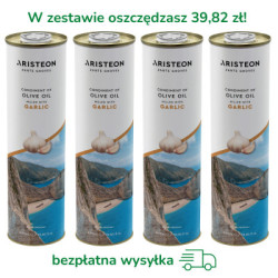 Oliwa z oliwek Aristeon zestaw 4 oliw 1 litr z czosnkiem BEZPŁATNA DOSTAWA