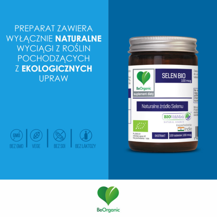 SELEN BIO 100 mcg x 100 tabletek BeOrganic suplement diety