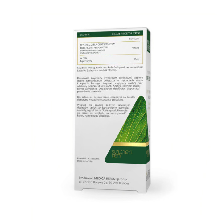 Dziurawiec 400mg, 60 kapsułek suplement diety - MEDICA HERBS