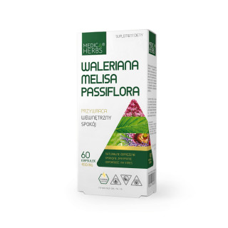 Waleriana, Melisa, Passiflora 60 kapsułek suplement diety - MEDICA HERBS