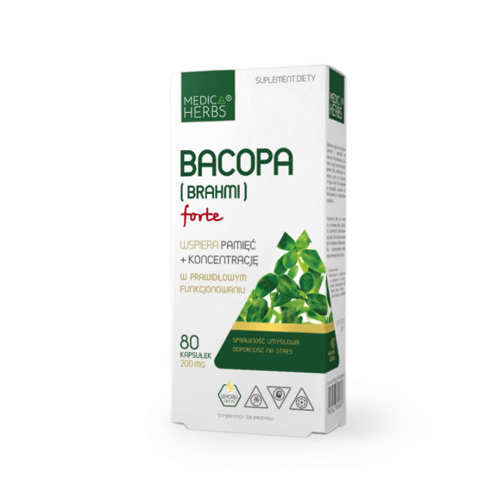 Bacopa (Brahmi) forte 200mg, 80 kapsułek suplement diety - MEDICA HERBS