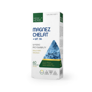 Magnez Chelat + Wit. B6 60 kapsułek suplement diety - MEDICA HERBS