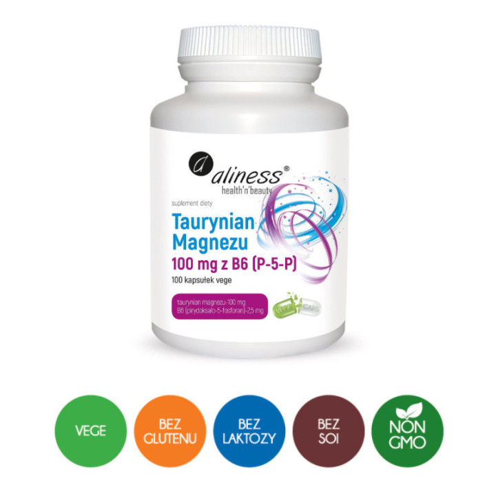 Taurynian magnezu z B B6 Aliness 100 mg 100 wege kaps suplement diety