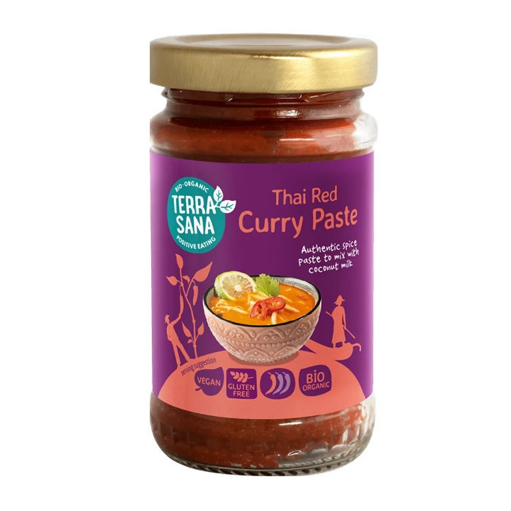 Tajska pasta BIO CZERWONE CURRY bez cukru bez glutenu wegańska Terrasana 120 g