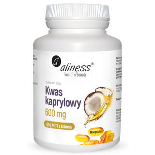 Kwas kaprylowy (60% C8) 600 mg, 90 kapsułek suplement diety - Aliness