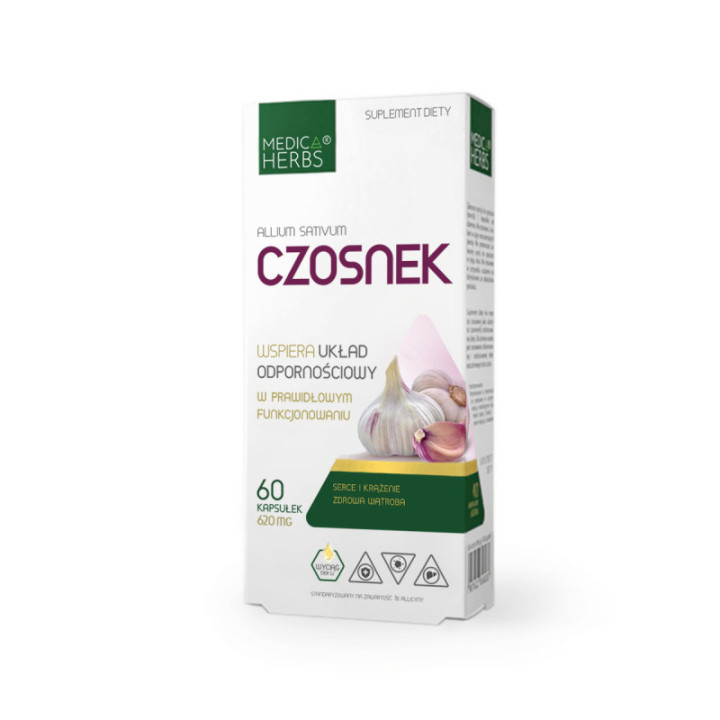 Czosnek 1% allicyny, 60 kapsułek suplement diety - MEDICA HERBS