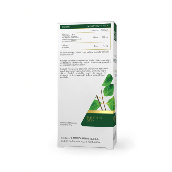 Moringa 4% flawonów, 60 kapsułek suplement diety - MEDICA HERBS