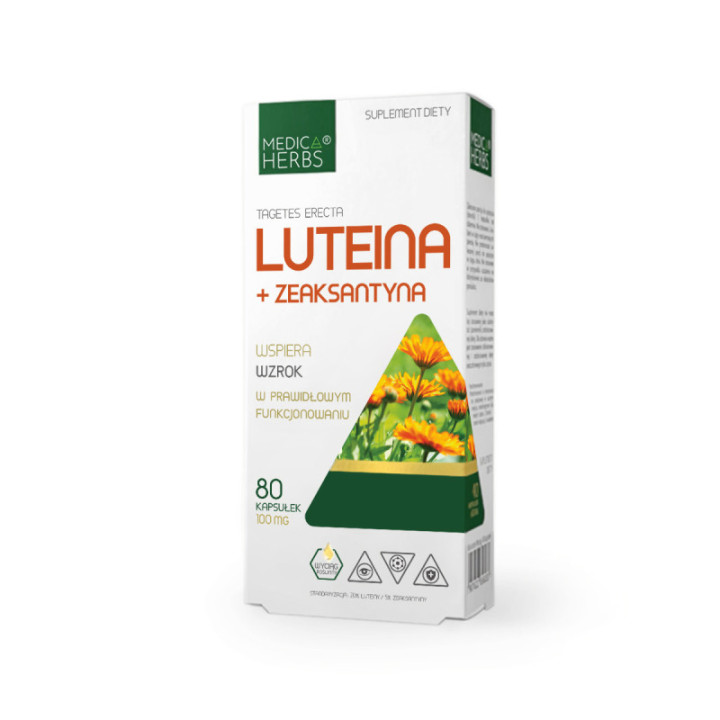 Luteina 20% + Zeaksantyna 5%, 80 kapsułek suplement diety - MEDICA HERBS