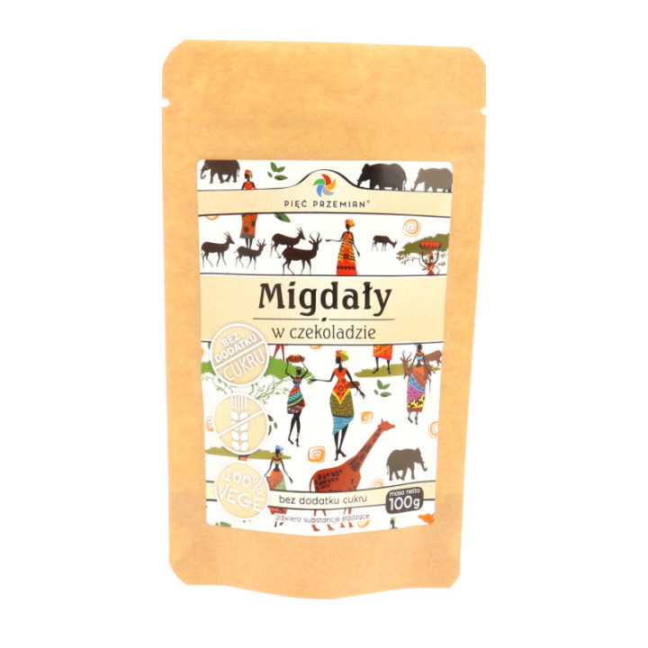 Migdały w czekoladzie 100 g bez dodatku cukru - Pięć Przemian