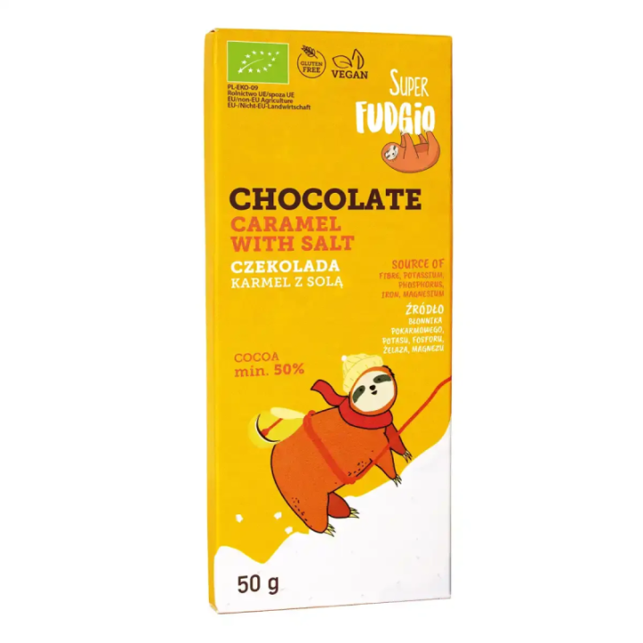 Wegańska czekolada karmel z solą 50 g - Super Fudgio