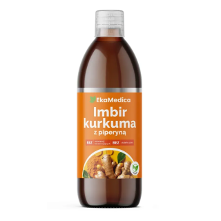 Imbir i Kurkuma z piperyną suplement diety w płynie 500 ml - EkaMedica