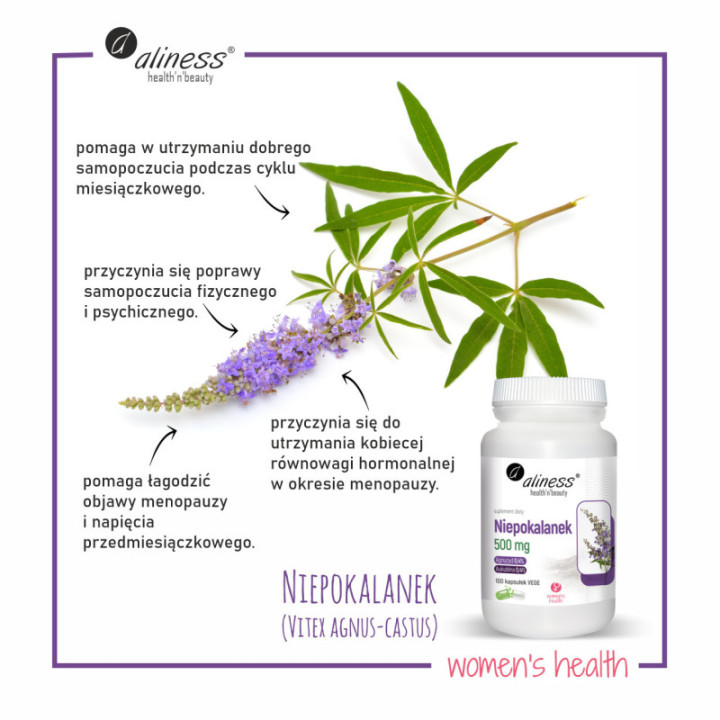 Niepokalanek 500 mg, 100 kapsułek suplement diety - Aliness