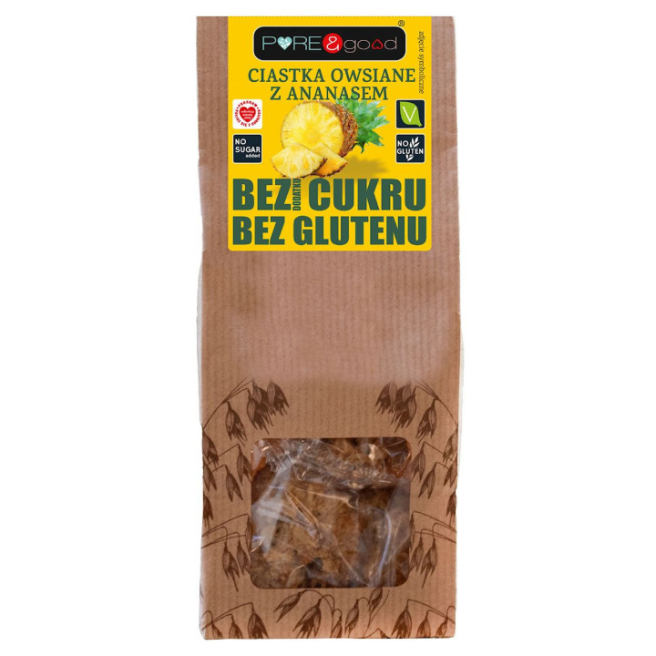 Ciastka owsiane z ananasem bez dodatku cukrów 150 g – Pure&Good