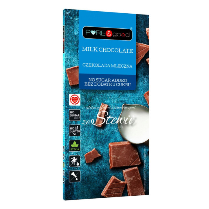 Czekolada mleczna ze stewią bez dodatku cukru 100 g – Pure&Good