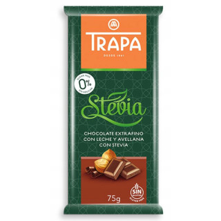 Czekolada mleczna z orzechami laskowymi ze stewią 75 g - Trapa
