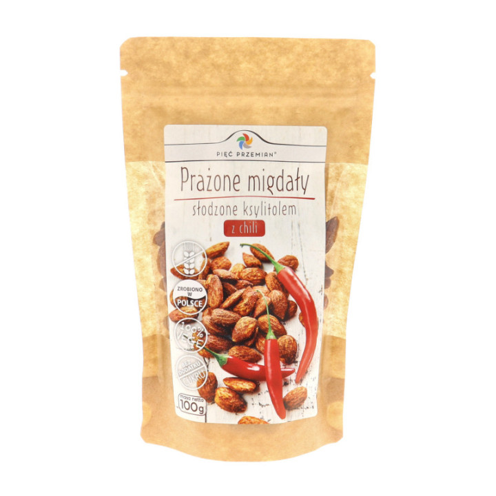 Prażone migdały z ksylitolem i chili 100 g - Pięć Przemian