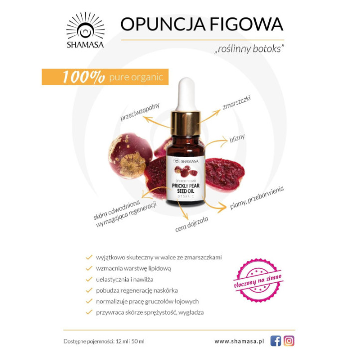 Olej z opuncji figowej – naturalny botoks, 100% czysty, 30 ml