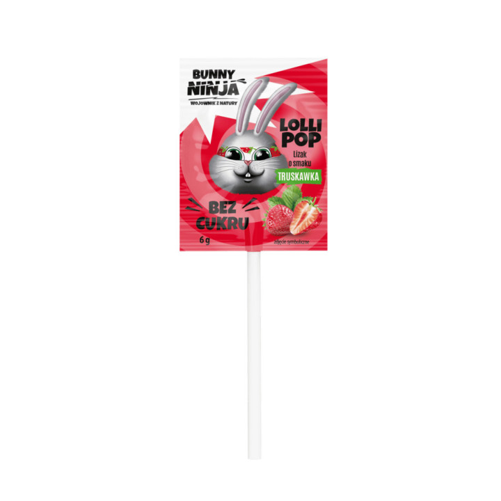 Lizak owocowy Serce 6 g (bez cukru 1 smak) - Bunny Ninja