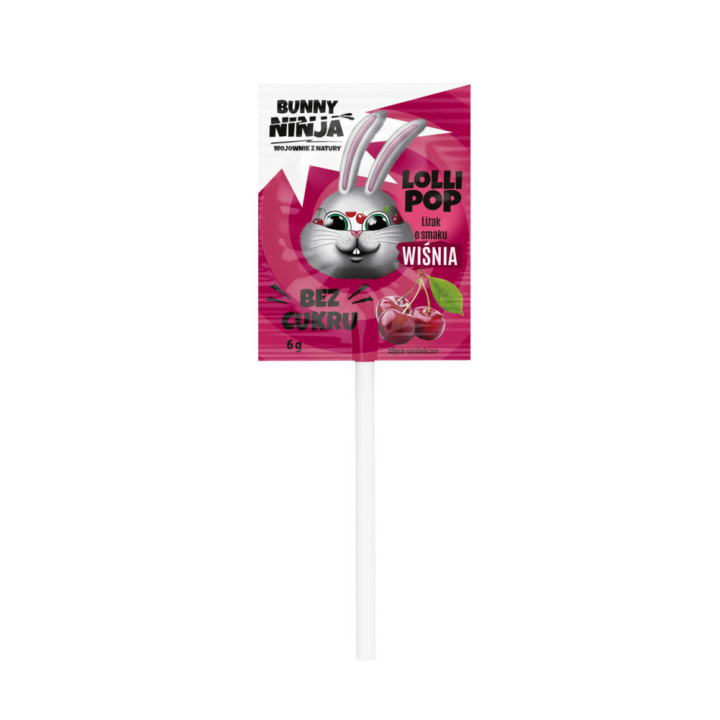 Lizak owocowy Serce 6 g (bez cukru 1 smak) - Bunny Ninja