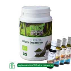 BIO Młody Jęczmień BIO Organic Foods proszek 300 g + wybrana oliwa Aristeon 100 ml w prezencie
