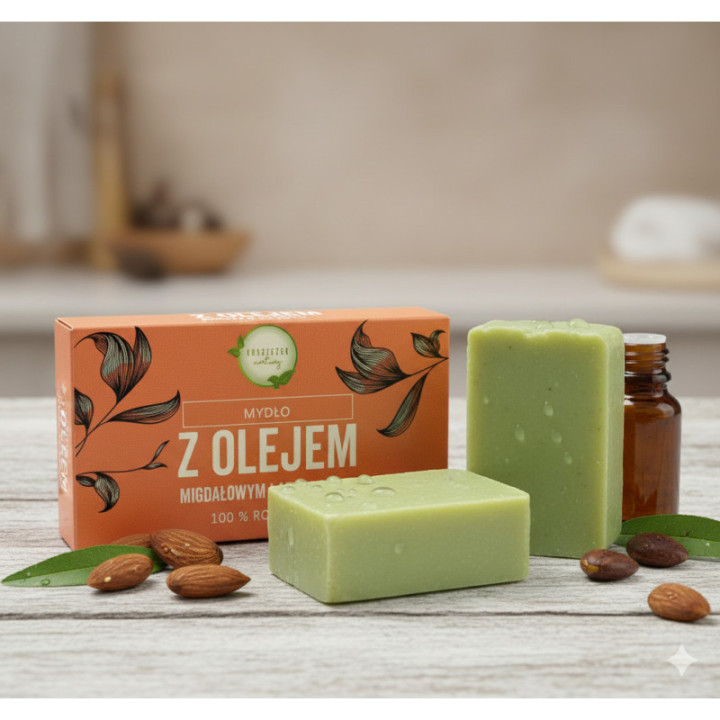 Mydło Naturalne z olejem migdałowym i arganowym roślinne 100 g Koszyczek Natury