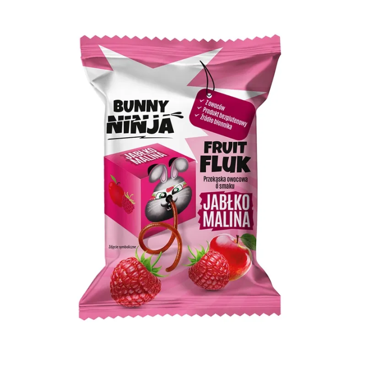 Fruit fluk o smaku jabłka i maliny przekąska owocowa Bunny Ninja 15 g