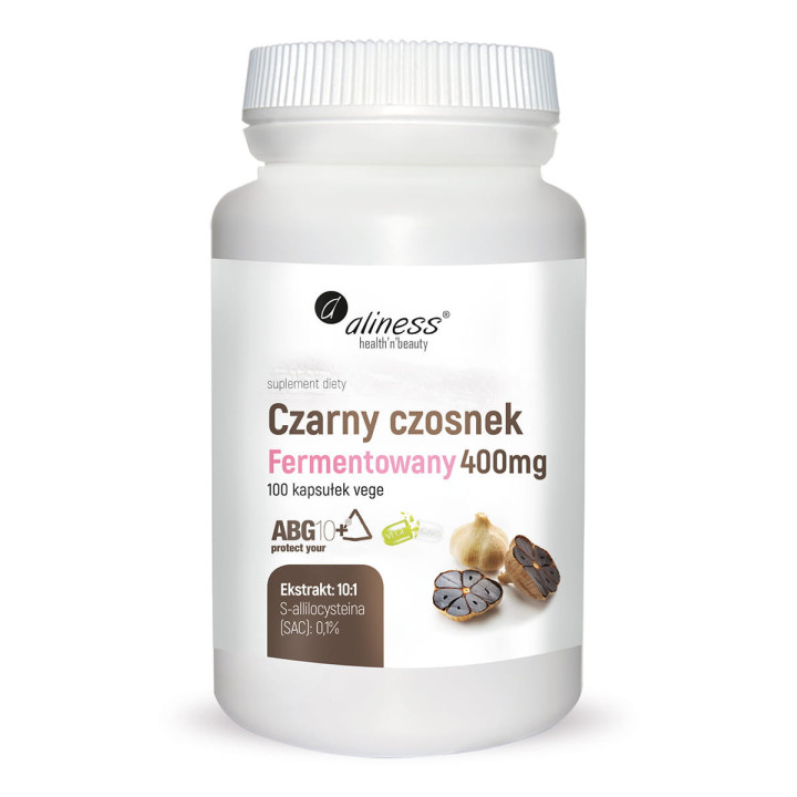 Czarny czosnek fermentowany ABG10+® 400 mg x 100 kapsułek Vege suplement diety - Aliness