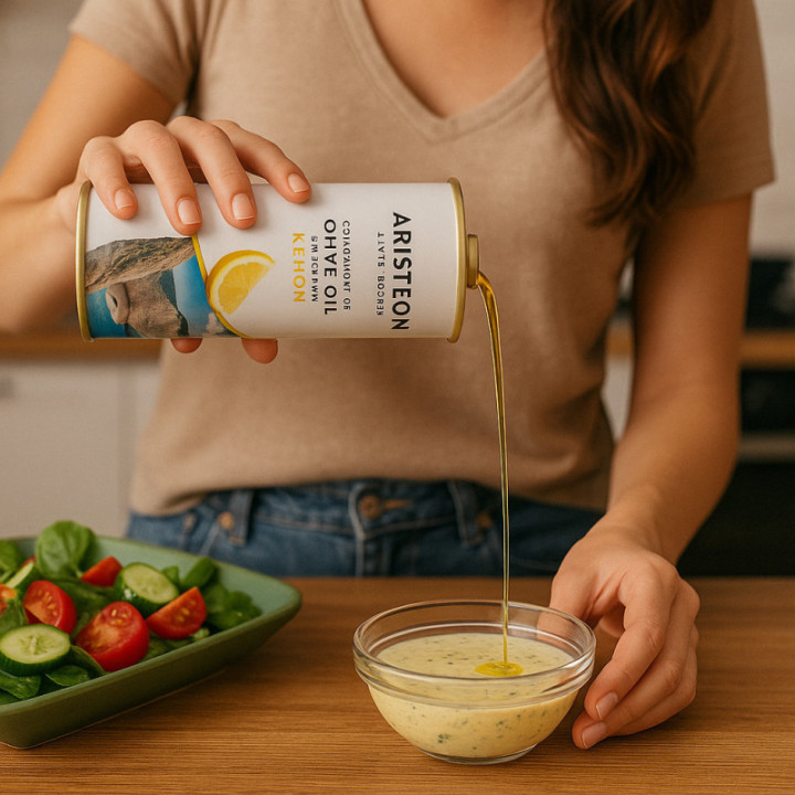 Zestaw 4 oliw ARISTEON 500 ml cytryna, BIO, pomarańcza, czosnek BEZPŁATNA DOSTAWA