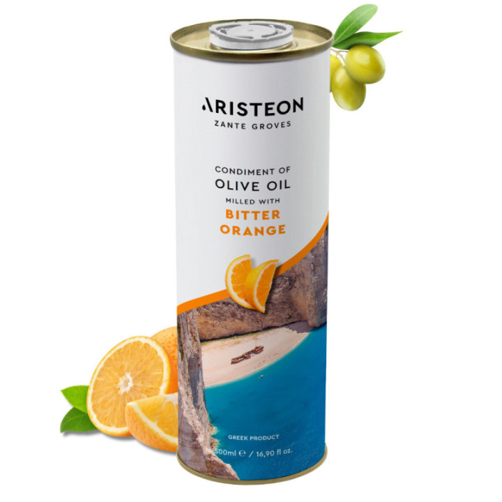 Zestaw 4 oliw ARISTEON 500 ml cytryna, BIO, pomarańcza, czosnek BEZPŁATNA DOSTAWA