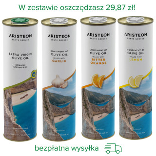 Oliwa z oliwek Aristeon zestaw 4 oliw po 1 litr BEZPŁATNA DOSTAWA