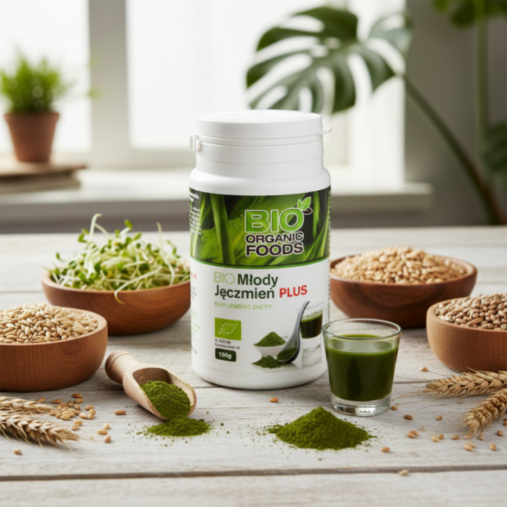 BIO Młody Jęczmień PLUS – 5 Ekologicznych Superfoods dla Zdrowia