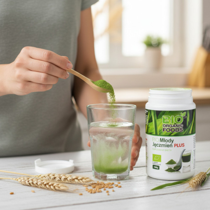 BIO Młody Jęczmień PLUS – 5 Ekologicznych Superfoods dla Zdrowia