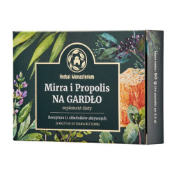 Mirra i Propolis na Gardło bez cukru, pastylki do ssania, 24 sztuk - Herbal Pharmaceuticals