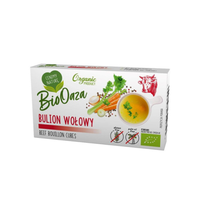 Bulion - kostki wołowe bez dodatku cukrów bezglutenowe BIO 66 g - Biooaza