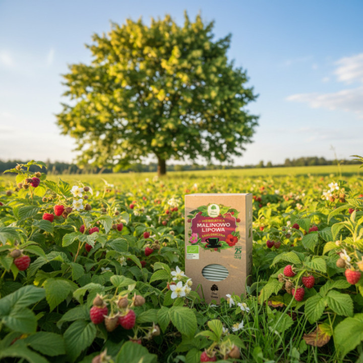 BIO herbatka malinowo-lipowa 25 saszetek Dary Natury 62,5 g